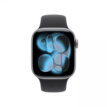 APPLE Watch Series 11 GPS + Cellular 42mm Space Grey Aliuminio Dėklas Su Juodu Sportiniu Dirželiu M/L