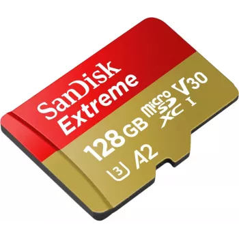 WESTERN DIGITAL Extreme microSDXC 128GB SD adapteris veiksmo kameroms ir dronams 170MB/s 80MB/s A2 C10 V30 UHS-I U3