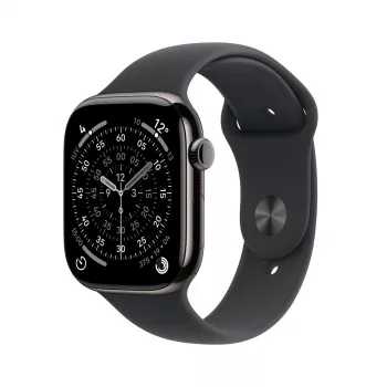 Išmanusis laikrodis Apple Watch Series 11 GPS + Cellular 42 mm Slate Titanium dėklas, juodas sportinis dirželis M/L