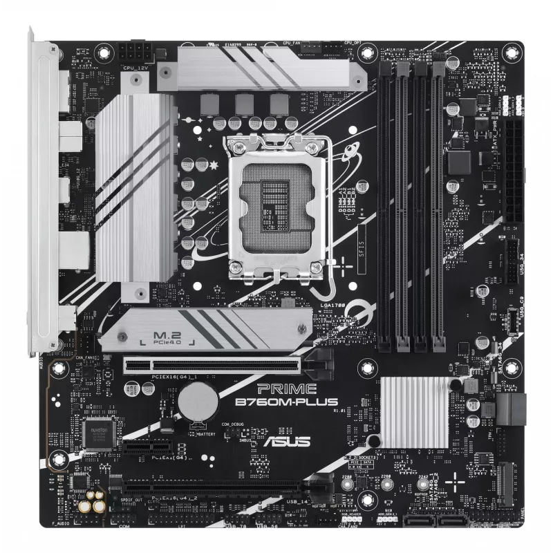 Motininė plokštė ASUS PRIME B760M-PLUS — Intel B760, LGA 1700, micro‑ATX, DDR5, 4 DIMM, 192 GB, 2.5Gb LAN, 2x M.2
