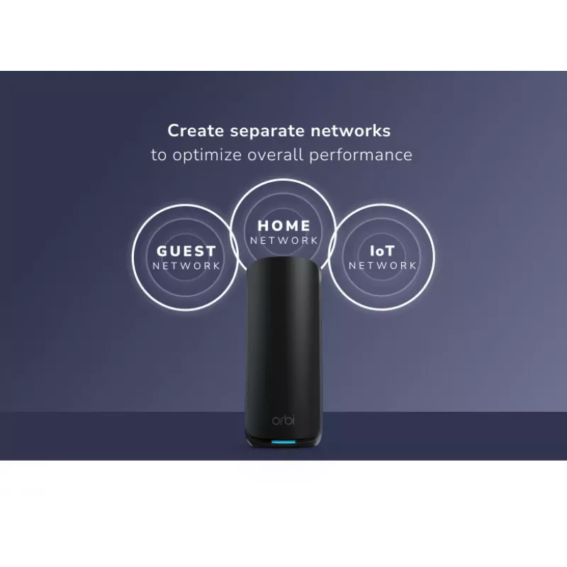 NETGEAR Orbi 870 triju dažnių juostų (2.4 GHz / 5 GHz / 6 GHz) Wi-Fi 7 (802.11be) juoda 4 vidinės antenos
