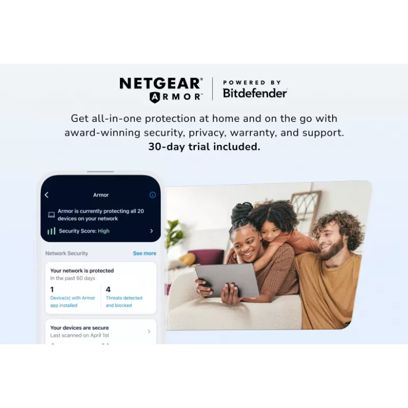NETGEAR Orbi 870 triju dažnių juostų (2.4 GHz / 5 GHz / 6 GHz) Wi-Fi 7 (802.11be) juoda 4 vidinės antenos