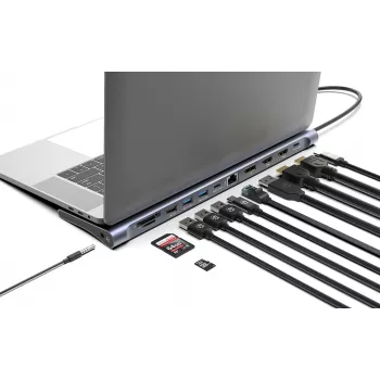Dokų stotis / USB-C 10 prievadų Manhattan 4K 60Hz Power Delivery