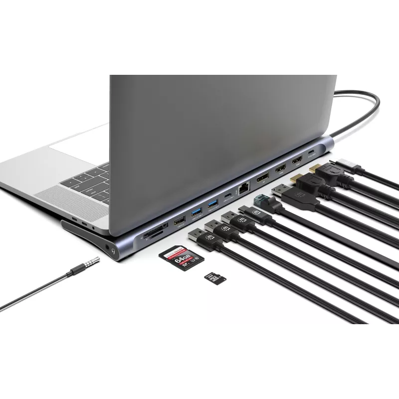 Dokų stotis / USB-C 10 prievadų Manhattan 4K 60Hz Power Delivery