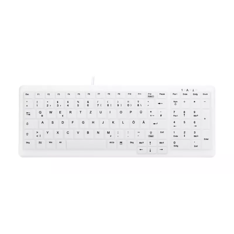 Contour Design Active Key Contour ClassicClean medicininė klaviatūra su nuimamu dangteliu, kompaktiška, laidinė, balta, DE išdėstymas C7000