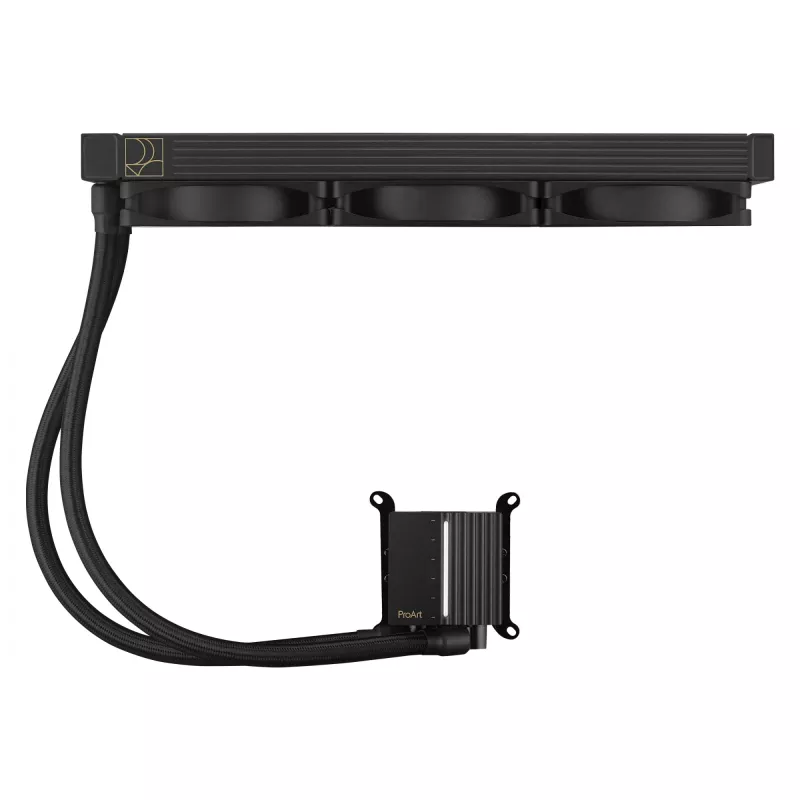 Skysčio aušinimo komplektas ASUS ProArt LC 360 juodas — 3x120 mm ventiliatoriai 800–2200 RPM, radiatorius 360 mm, varinė bazė, 40 cm vamzdeliai