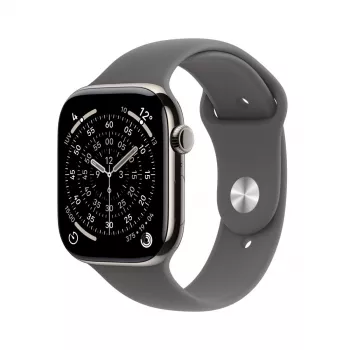 APPLE Watch Series 11 GPS + Cellular 42mm natūralaus titano korpusas su pilkai akmens spalvos sportiniu dirželiu S/M