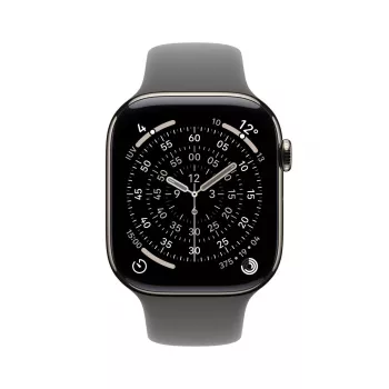 APPLE Watch Series 11 GPS + Cellular 42mm natūralaus titano korpusas su pilkai akmens spalvos sportiniu dirželiu S/M