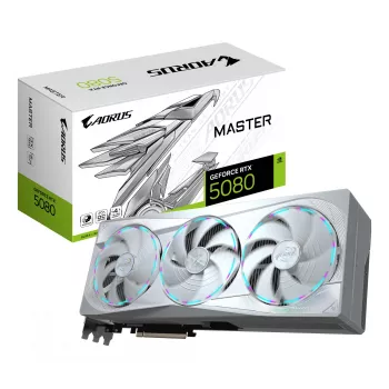 Vaizdo plokštė GIGABYTE AORUS GeForce RTX 5080 MASTER ICE 16G — 16 GB GDDR7, 256 bitų, PCIe 5.0, 2805 MHz