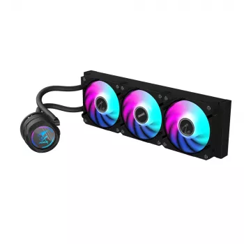 GIGABYTE AORUS WATERFORCE II 360 AIO skysto aušinimo procesoriaus aušintuvas – 3x120mm ARGB ventiliatoriai, slydimo fiksavimo mechanizmas, DAISY-CHAIN, suderinamas su Intel LGA 1851 ir AMD AM5
