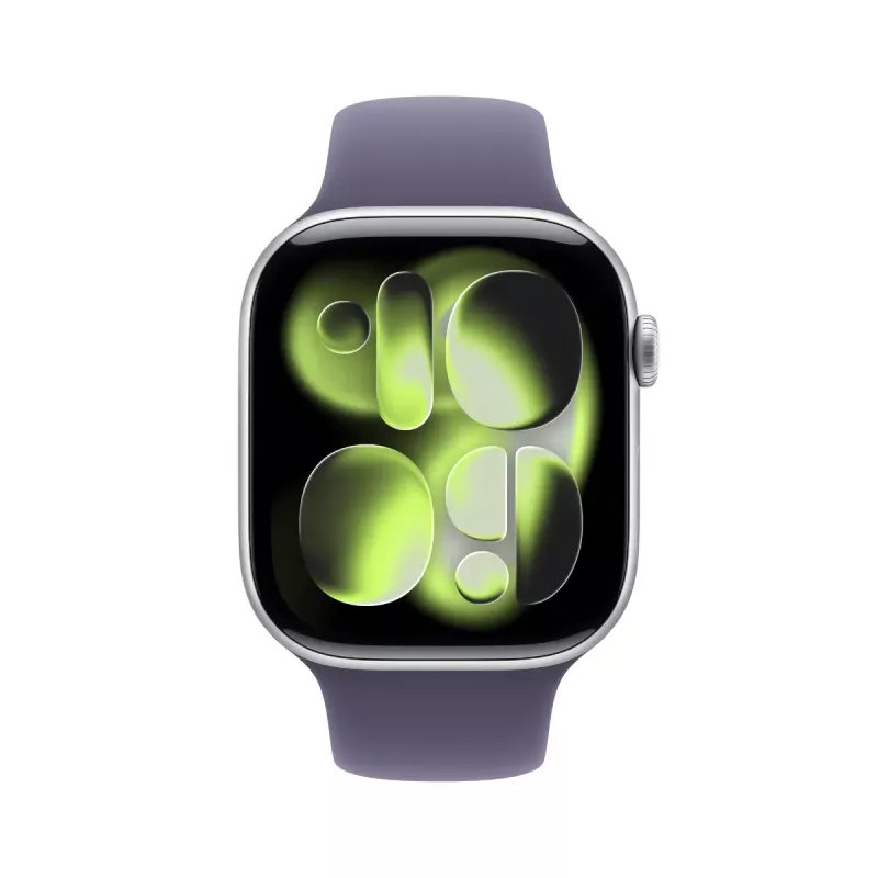 Išmanusis laikrodis Apple Watch Series 11 GPS + Cellular 46mm sidabrinis aliuminio korpusas su Purple Fog Sport apyranke - S/M