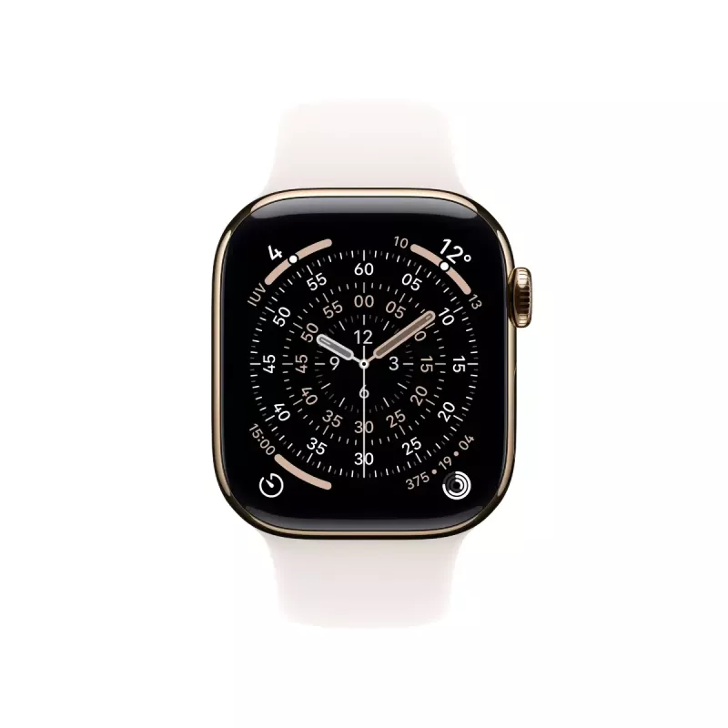 APPLE Watch Series 11 GPS + Cellular 42mm Auksinis Titanio Korpusas Su Šviesiai Rožine Sportine Juosta M/L