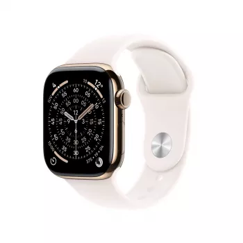APPLE Watch Series 11 GPS + Cellular 42mm Auksinis Titanio Korpusas Su Šviesiai Rožine Sportine Juosta M/L