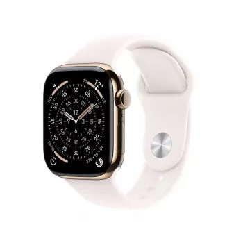 APPLE Watch Series 11 GPS + Cellular 46mm Auksinis Titano Korpusas Su Švelniai Rožine Sportine Juosta S/M