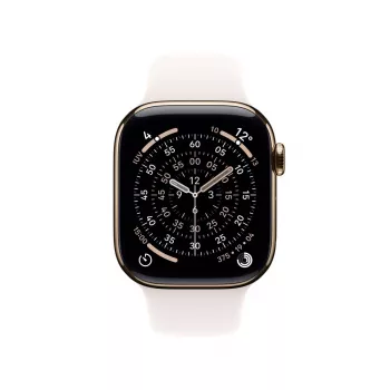 APPLE Watch Series 11 GPS + Cellular 46mm Auksinis Titano Korpusas Su Švelniai Rožine Sportine Juosta S/M