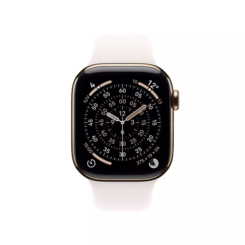APPLE Watch Series 11 GPS + Cellular 46mm Auksinis Titano Korpusas Su Švelniai Rožine Sportine Juosta S/M