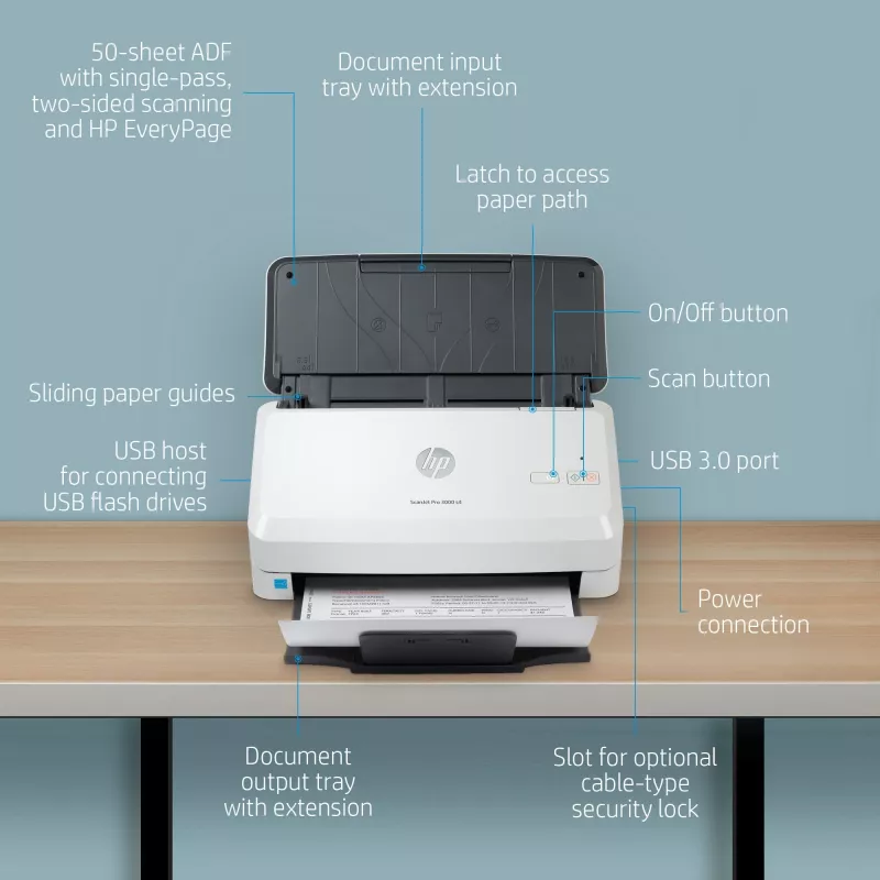 HP Scanjet Pro 3000 s4 lakštinis skaitytuvas 600 x 600 DPI A4 juodas, baltas