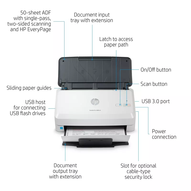 HP Scanjet Pro 3000 s4 lakštinis skaitytuvas 600 x 600 DPI A4 juodas, baltas