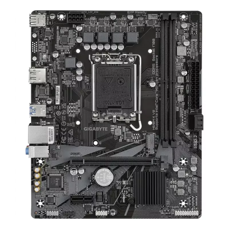 GIGABYTE H610M K V2 pagrindinė plokštė – Intel LGA 1700, DDR5 iki 5600 MHz, PCIe 3.0 M.2, 1GbE LAN