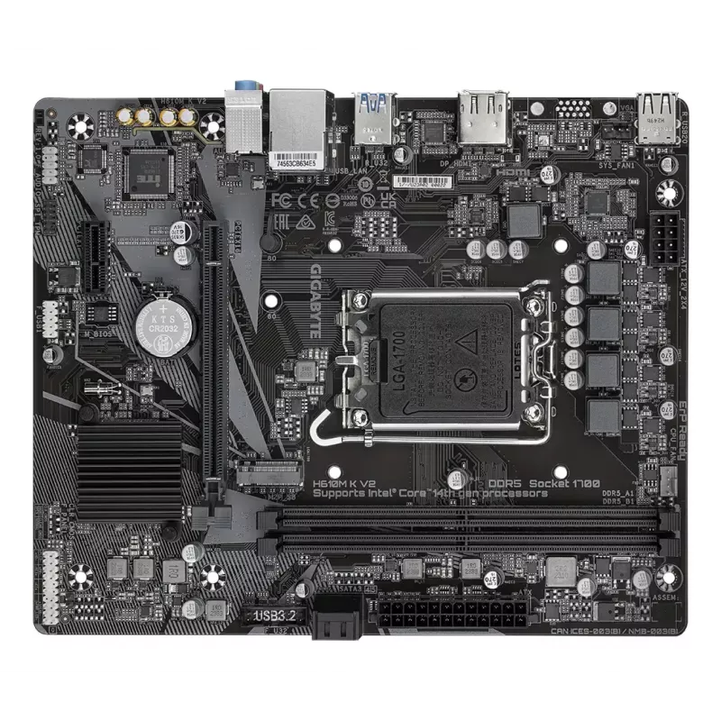 GIGABYTE H610M K V2 pagrindinė plokštė – Intel LGA 1700, DDR5 iki 5600 MHz, PCIe 3.0 M.2, 1GbE LAN