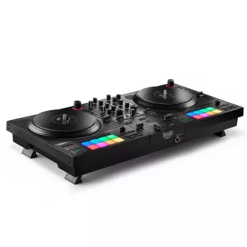 Hercules INPULSE T7 Black DJ valdiklis – 3,5 mm / 6,35 mm ausinėms, USB kabelis, 652×350×90 mm
