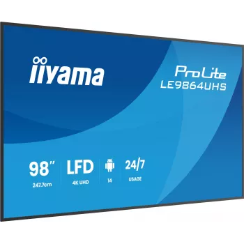 IIYAMA LE9864UHS-B1AG Skaitmeninės reklamos ekranas 98 colių 4K Ultra HD 500 cd/m² Android 24/7