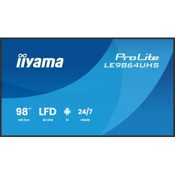 IIYAMA LE9864UHS-B1AG Skaitmeninės reklamos ekranas 98 colių 4K Ultra HD 500 cd/m² Android 24/7