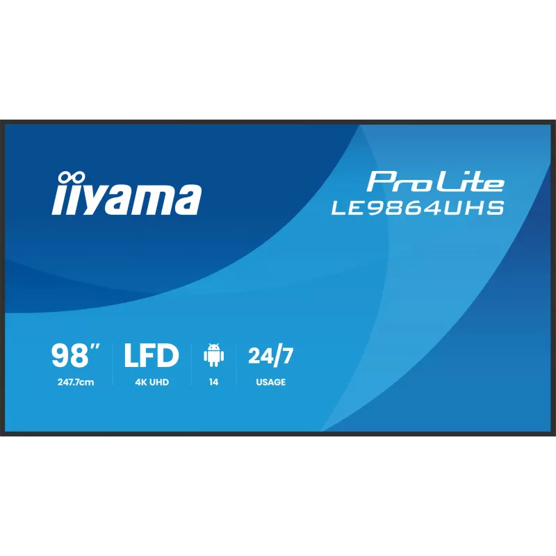 IIYAMA LE9864UHS-B1AG Skaitmeninės reklamos ekranas 98 colių 4K Ultra HD 500 cd/m² Android 24/7