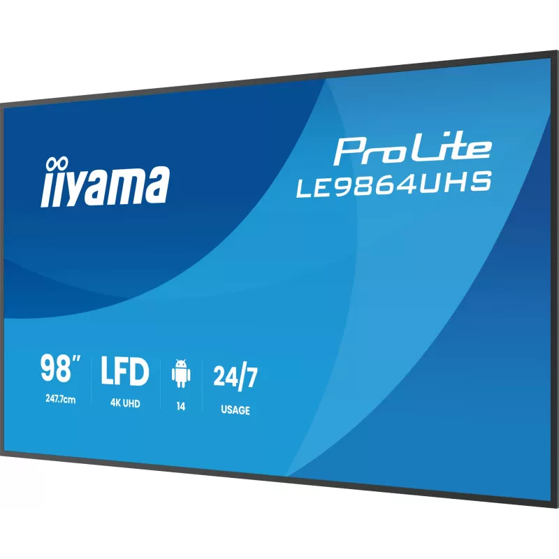 IIYAMA LE9864UHS-B1AG Skaitmeninės reklamos ekranas 98 colių 4K Ultra HD 500 cd/m² Android 24/7