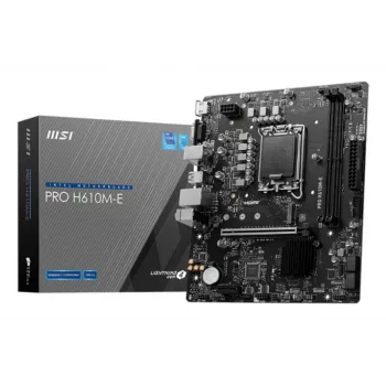 Pagrindinė plokštė MSI PRO H610M-E — Intel H610, LGA 1700, micro ATX, DDR5, 2x DIMM, maks. 96 GB, 2.5Gb LAN, HDMI, 4x SATA III