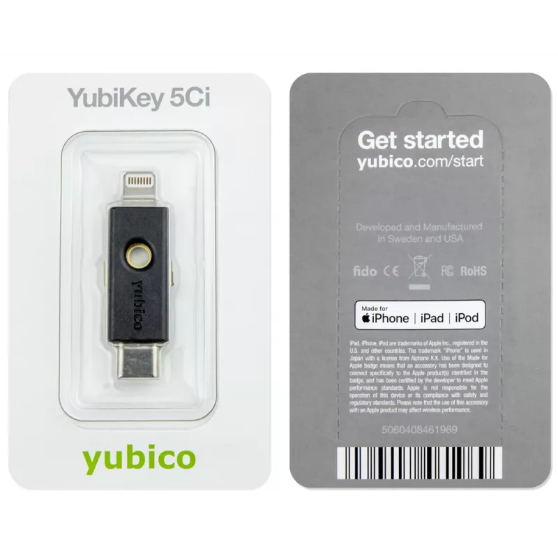 Yubico YubiKey 5Ci saugos raktas su Lightning ir USB-C jungtimis