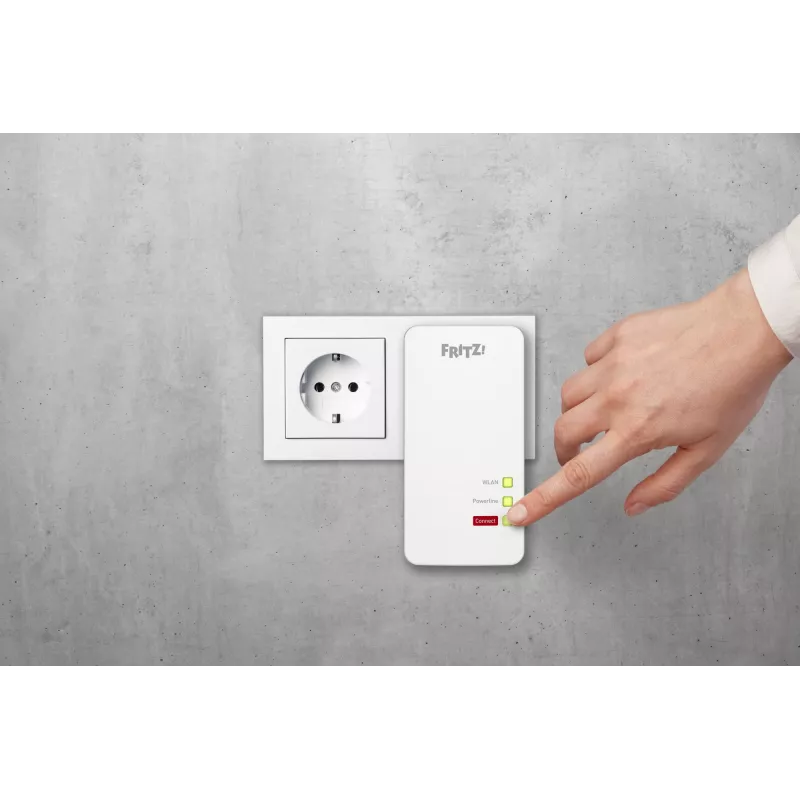 FRITZ!Powerline 1260E – belaidis maršrutizatorius per elektros tinklą 1200 Mbit/s, Gigabit Ethernet, Wi-Fi AC+N, baltas