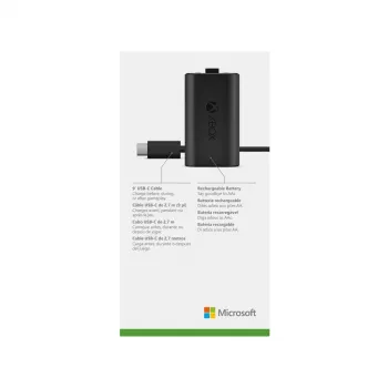 Įkrovimo rinkinys Microsoft Xbox One Play & Charge Kit – įkraunama laidinė baterija su USB Type-C, juoda, matinis paviršius