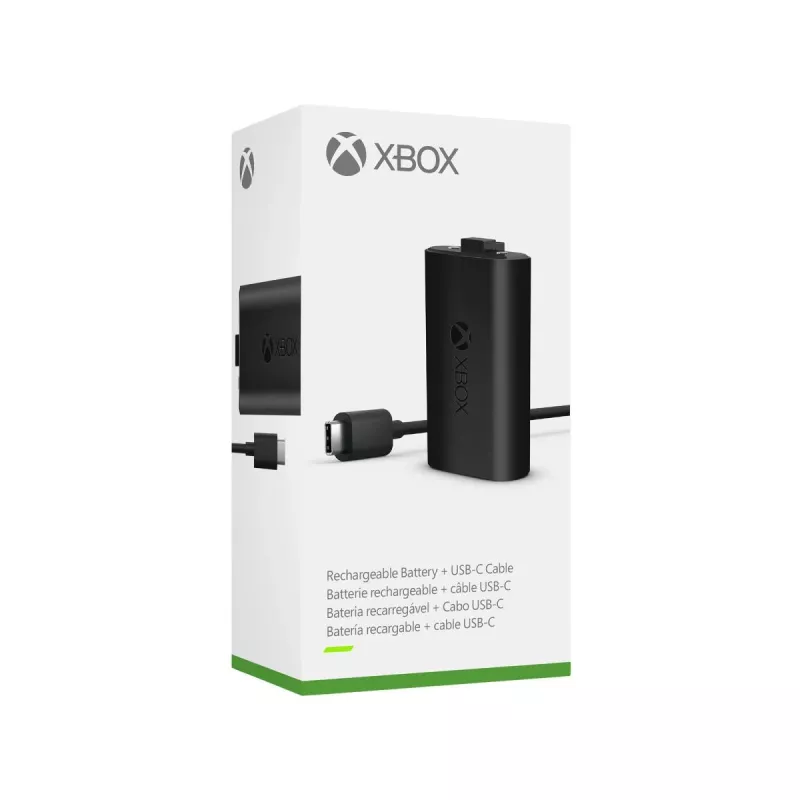Įkrovimo rinkinys Microsoft Xbox One Play & Charge Kit – įkraunama laidinė baterija su USB Type-C, juoda, matinis paviršius