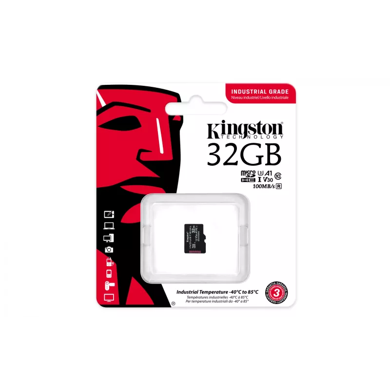 Kingston Technology 32GB microSDHC Industrial C10 A1 pSLC kortelė be adapterio