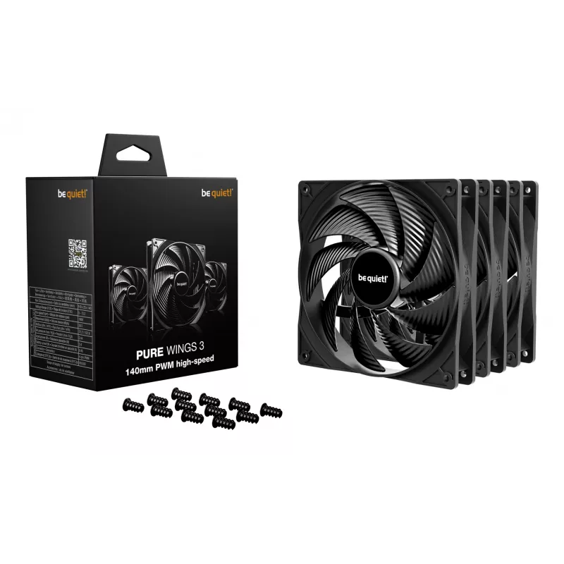 be quiet Pure Wings 3 140mm PWM high-speed Triple Pack | 3 vnt. 14 cm kompiuterio korpuso ventiliatoriai juodi