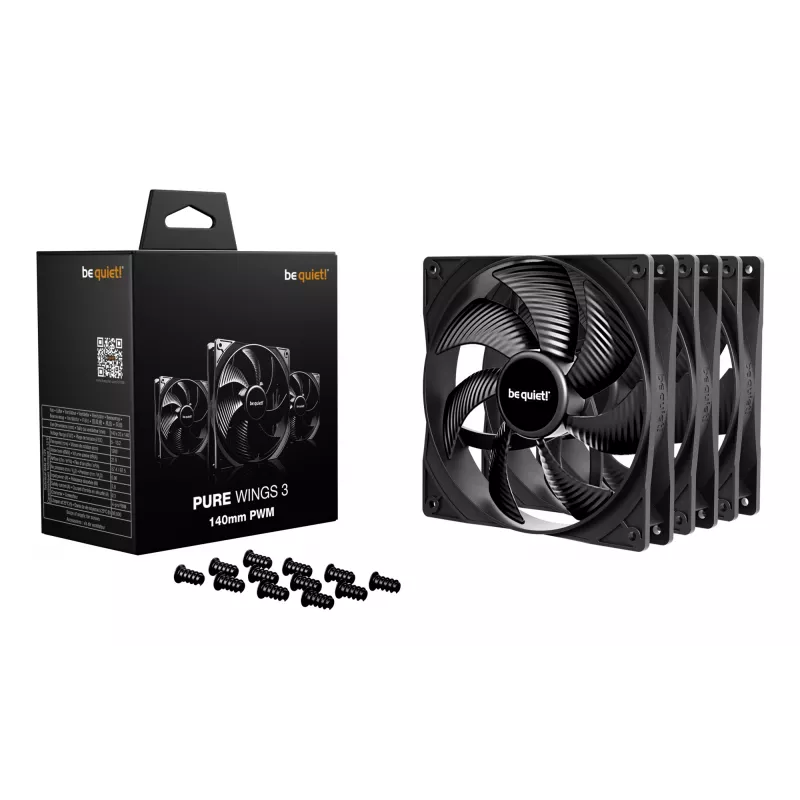 be quiet! Pure Wings 3 140mm PWM 3 vnt. komplektas – 14 cm korpuso ventiliatorius, juodas