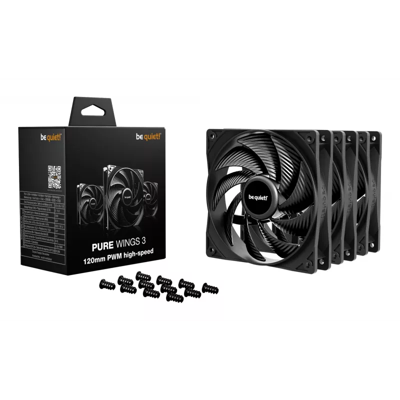 be quiet! Pure Wings 3 120mm PWM high-speed Triple Pack – kompiuterio ventiliatorius 12 cm juodas 3 vnt.