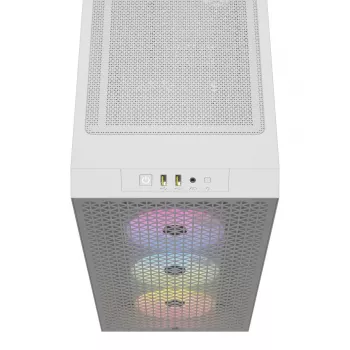 CORSAIR 3000D RGB Airflow vidutinis bokštinis kompiuterio korpusas – baltas
