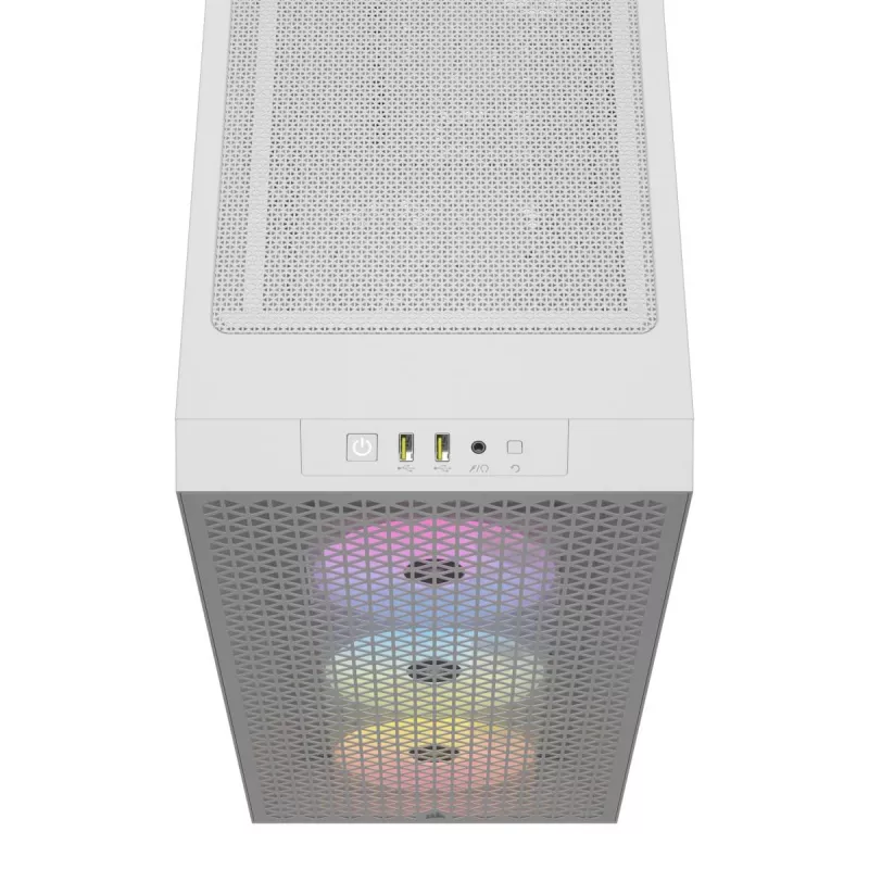 CORSAIR 3000D RGB Airflow vidutinis bokštinis kompiuterio korpusas – baltas