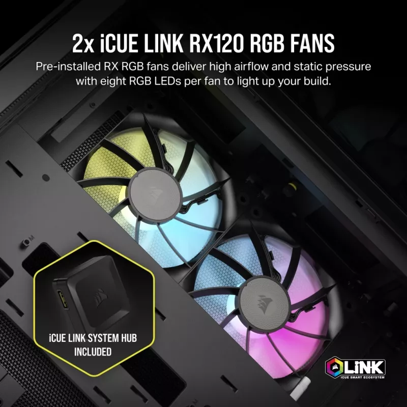 CORSAIR PC korpusas - Icue Link 2500X RGB Micro ATX dviejų kamerų juodas