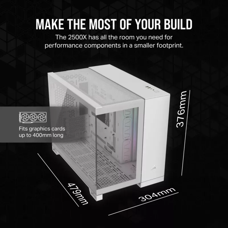 CORSAIR korpusas Icue Link 2500X RGB Micro ATX dviejų kamerų baltas