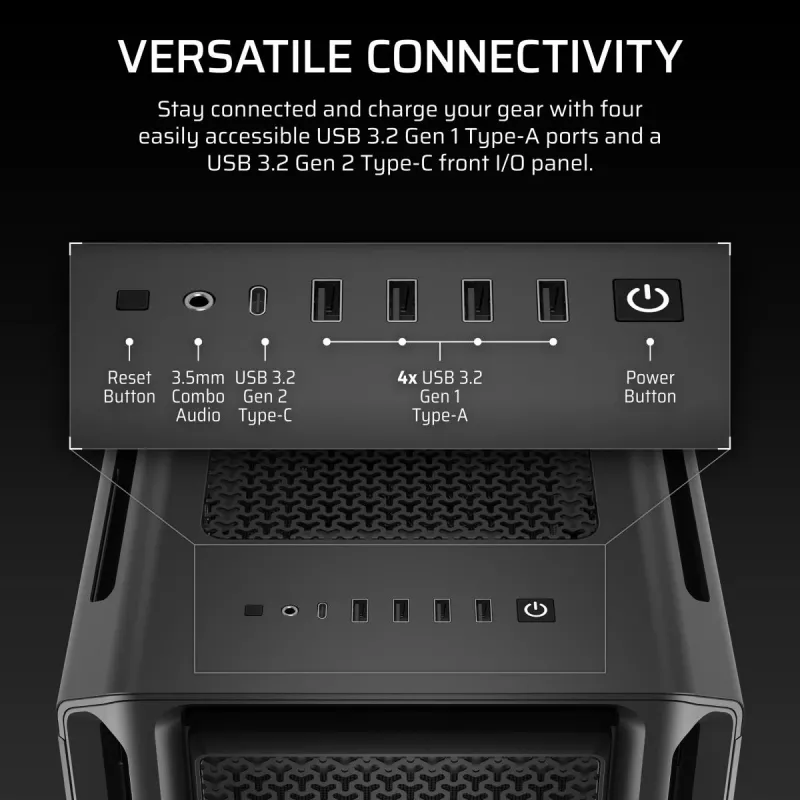 CORSAIR 5000T Mid-Tower kompiuterio korpusas – juodas