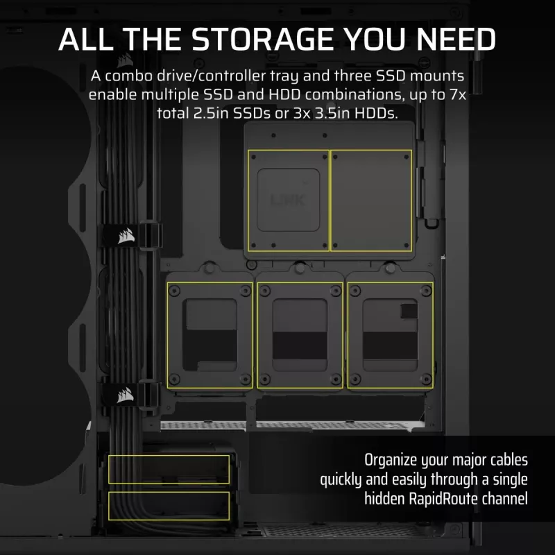 CORSAIR 5000T Mid-Tower kompiuterio korpusas – juodas