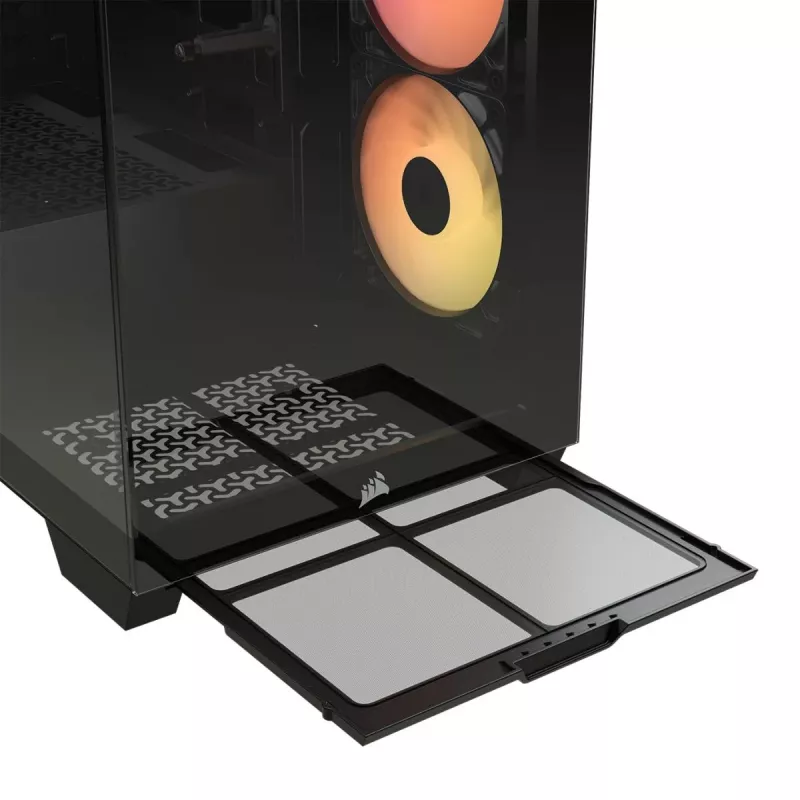 Korpusas CORSAIR 3500X RS-R ARGB – Juodas, grūdintas stiklas, ATX/EATX/Micro-ITX, 3×120 mm priekiniai ventiliatoriai