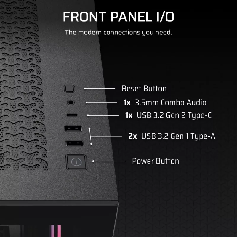 Korpusas CORSAIR 3500X RS-R ARGB – Juodas, grūdintas stiklas, ATX/EATX/Micro-ITX, 3×120 mm priekiniai ventiliatoriai
