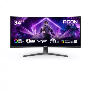 Monitorius AOC AGON PRO AG346UCD 86,4 cm (34 col.) 3440 x 1440 pikselių Wide Quad HD QD-OLED juodas, pilkas