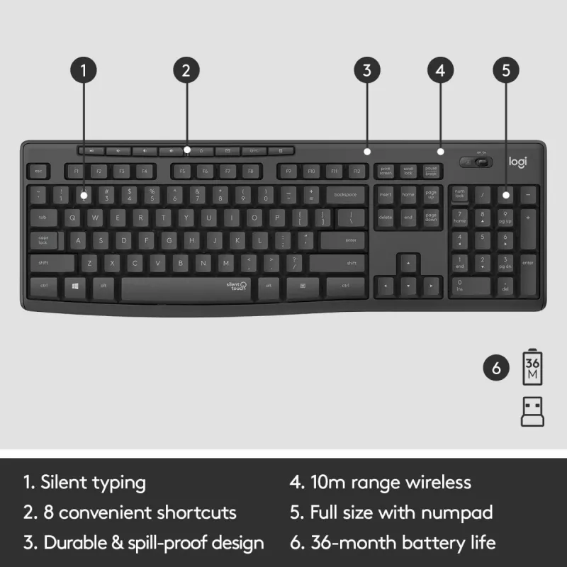 LOGITECH MK295 tylus belaidis rinkinys grafito spalvos AZERTY belgiškas