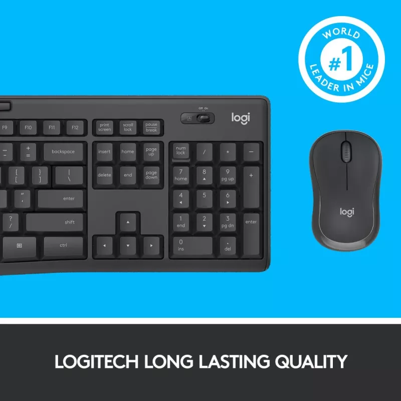 LOGITECH MK295 tylus belaidis rinkinys grafito spalvos AZERTY belgiškas