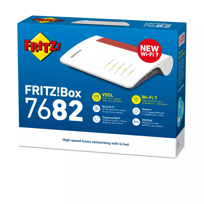 FRITZ!Box 7682 belaidis maršrutizatorius 2.5 Gigabit Ethernet Dviejų juostų (2.4 GHz / 5 GHz) Baltas